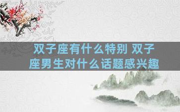 双子座有什么特别 双子座男生对什么话题感兴趣